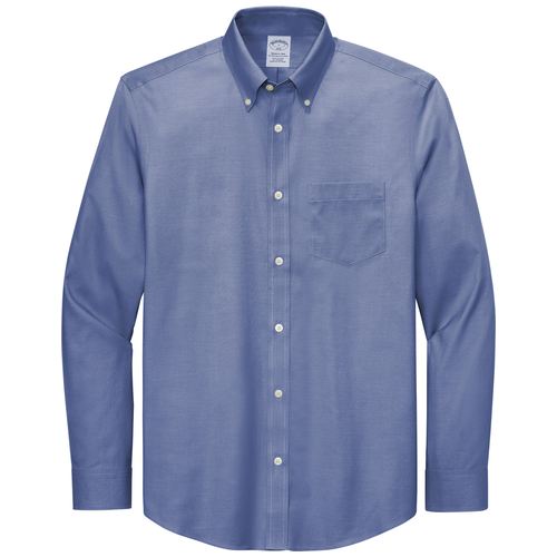 Cobalt Blue front - Brooks Brothers Wrinkle-Free Stretch Pinpoint Shirt