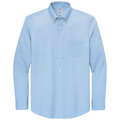 Newport Blue front - Brooks Brothers Wrinkle-Free Stretch Pinpoint Shirt