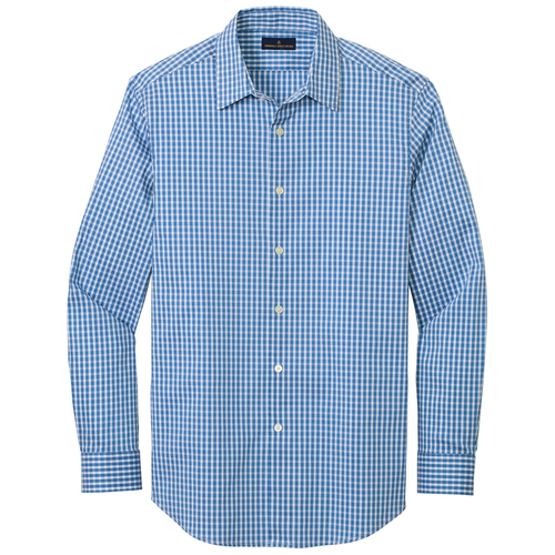 Charter Blue Check front - Brooks Brothers Tech Stretch Patterned Shirt