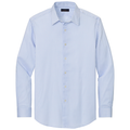 Newport Blue/ Pearl Pink Fine Check front - Brooks Brothers Tech Stretch Patterned Shirt