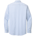 White/ Newport Blue Grid Check back - Brooks Brothers Tech Stretch Patterned Shirt