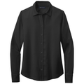 Deep Black front - Brooks Brothers Women's Full-Button Satin Blouse