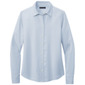 Heritage Blue front - Brooks Brothers Women's Full-Button Satin Blouse