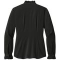 Deep Black back - Brooks Brothers Women's Long Sleeve Ruffle Collar Blouse