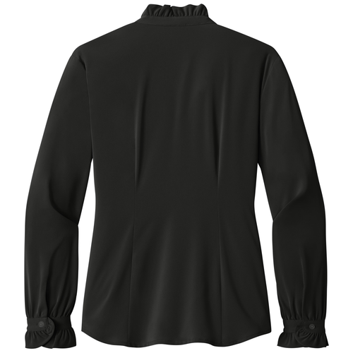 Deep Black back - Brooks Brothers Women's Long Sleeve Ruffle Collar Blouse