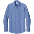 Cobalt Blue front - Brooks Brothers Wrinkle-Free Stretch Pinpoint Spread Collar Shirt