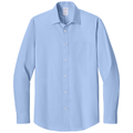 Newport Blue front - Brooks Brothers Wrinkle-Free Stretch Pinpoint Spread Collar Shirt