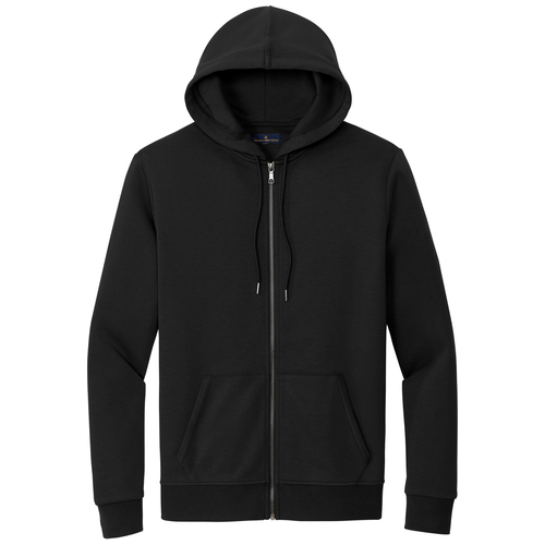 Deep Black front - Brooks Brothers Double-Knit Full-Zip Hoodie
