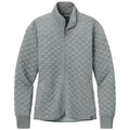 Light Shadow Grey Heather front - Brooks Brothers Women's Diamond Quilt Full-Zip