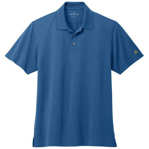 Charter Blue front - Brooks Brothers Mesh Pique Performance Polo