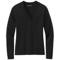 Deep Black front - Brooks Brothers Women's Cotton Stretch V-Neck Sweater