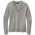 Light Shadow Grey Heather front - Brooks Brothers Women's Cotton Stretch V-Neck Sweater