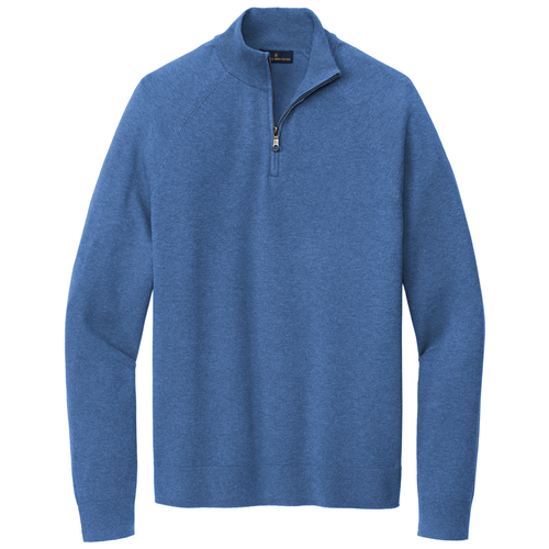 Charter Blue Heather front - Brooks Brothers Cotton Stretch 1/4-Zip Sweater