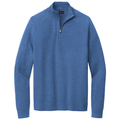 Charter Blue Heather front - Brooks Brothers Cotton Stretch 1/4-Zip Sweater