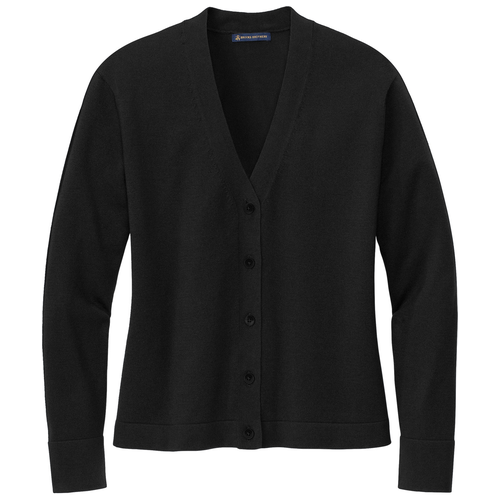 Deep Black front - Brooks Brothers Women's Cotton Stretch Cardigan Sweater