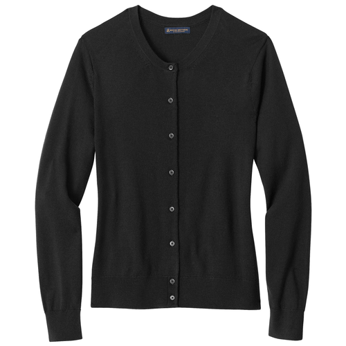 Deep Black front - Brooks Brothers Women's Washable Merino Cardigan Sweater