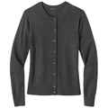 Windsor Grey Heather front - Brooks Brothers Women's Washable Merino Cardigan Sweater