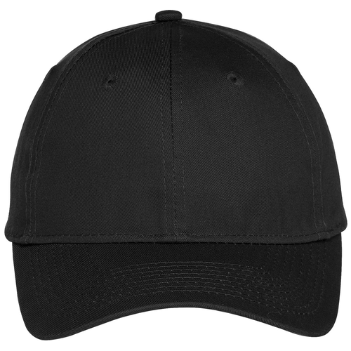 Black front - Port Authority Six-Panel Unstructured Twill Cap