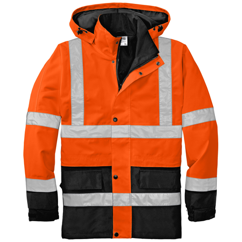 Safety Orange/ Black front - CornerStone ANSI 107 Class 3 Waterproof Parka