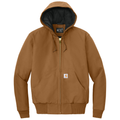 Carhartt Brown front - Carhartt Quilted-Flanne-Lined Duck Active Jac
