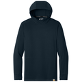Navy front - Carhartt Force Sun Defender Long Sleeve Hooded T-Shirt