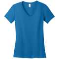 Bright Blue front - District Women's Perfect Weight V-Neck Tee