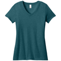 Caribbean Blue Heather front - District Women's Perfect Weight V-Neck Tee