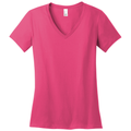 Dark Fuchsia front - District Women's Perfect Weight V-Neck Tee