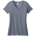 Heathered Navy front - District Women's Perfect Weight V-Neck Tee