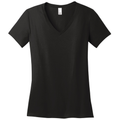 Jet Black front - District Women's Perfect Weight V-Neck Tee