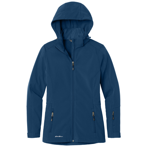 Admiral Blue front - Eddie Bauer Women's Hooded Soft Shell Parka