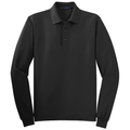 Black front - Port Authority Silk Touch Long Sleeve Polo