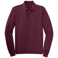 Burgundy front - Port Authority Silk Touch Long Sleeve Polo