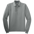 Cool Grey front - Port Authority Silk Touch Long Sleeve Polo