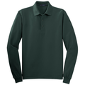 Dark Green front - Port Authority Silk Touch Long Sleeve Polo