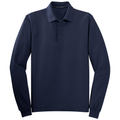 Navy front - Port Authority Silk Touch Long Sleeve Polo