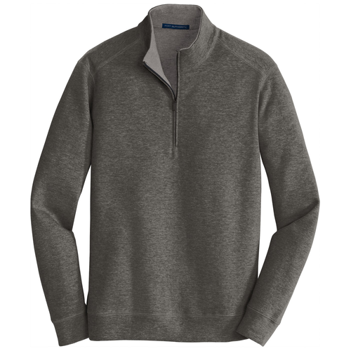 Charcoal Heather/ Medium Heather Grey front - Port Authority Interlock 1/4-Zip