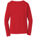 Bright Red back - Port & Co Women's Long Sleeve Fan Favorite V-Neck Tee