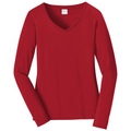 Team Cardinal front - Port & Co Women's Long Sleeve Fan Favorite V-Neck Tee