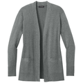 Medium Heather Grey front - Port Authority Women's Easy Care Open-Front Cardigan Sweater