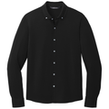 Deep Black front - Mercer+Mettle Stretch Jersey Long Sleeve Shirt