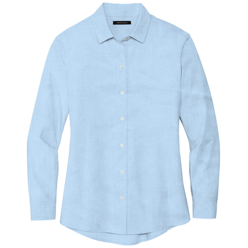 Air Blue End On End front - Mercer+Mettle Women's Long Sleeve Stretch Woven Shirt