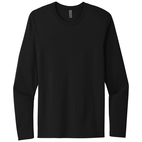 Black front - Next Level Apparel Cotton Long Sleeve Tee
