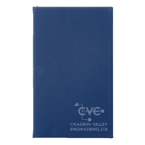 CVE 5 1/4" x 8 1/4" Blue/Silver Laserable Leatherette Journal with Lined Notepad