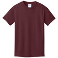 Athletic Maroon front - Port & Co Youth Core Cotton Tee