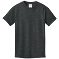 Black Heather front - Port & Co Youth Core Cotton Tee