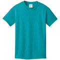 Bright Aqua front - Port & Co Youth Core Cotton Tee