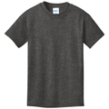 Dark Heather Grey front - Port & Co Youth Core Cotton Tee