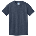 Heather Navy front - Port & Co Youth Core Cotton Tee