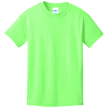 Neon Green front - Port & Co Youth Core Cotton Tee